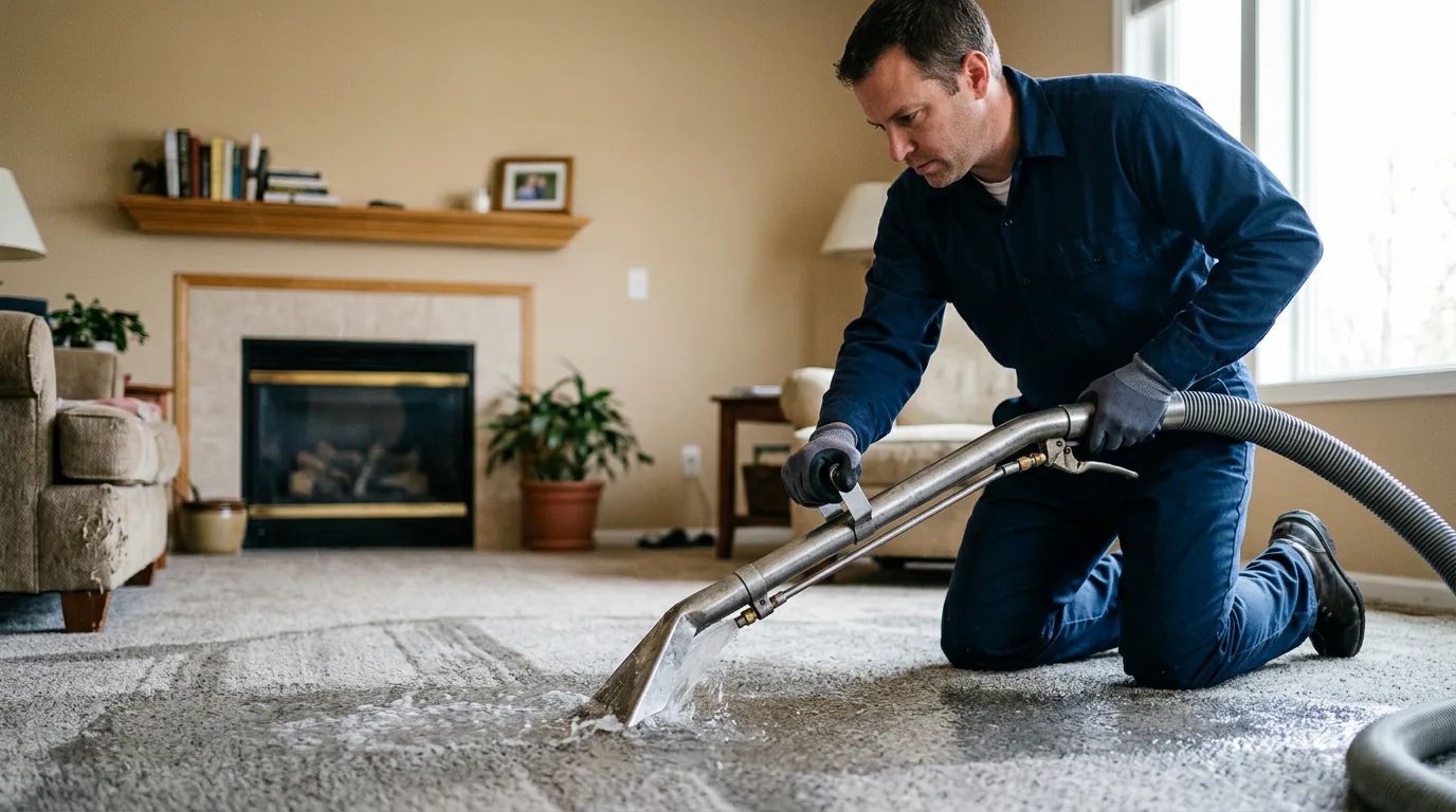 Water damage restoration technician working near Dacono, CO
